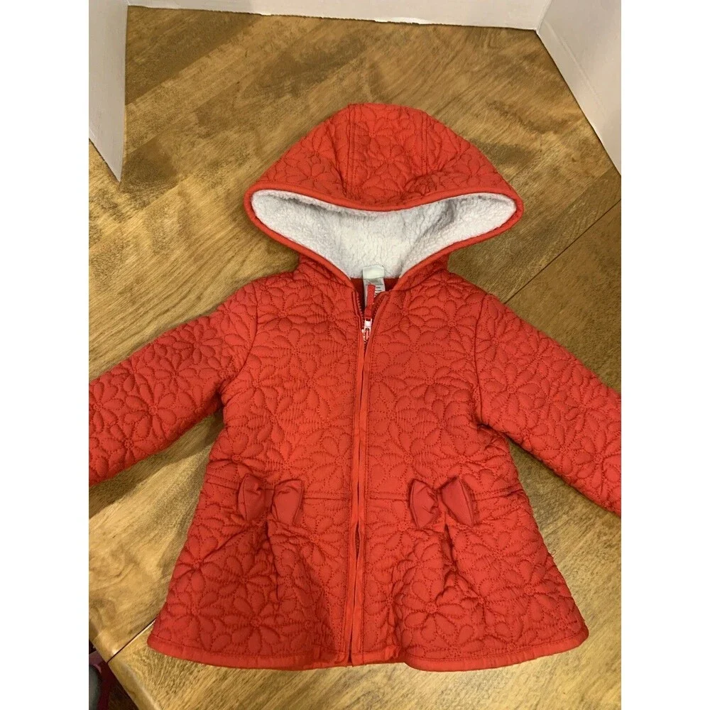 Little Me Red Jacket Size 18 Month. Red Bows Embroidered Flowers Lined